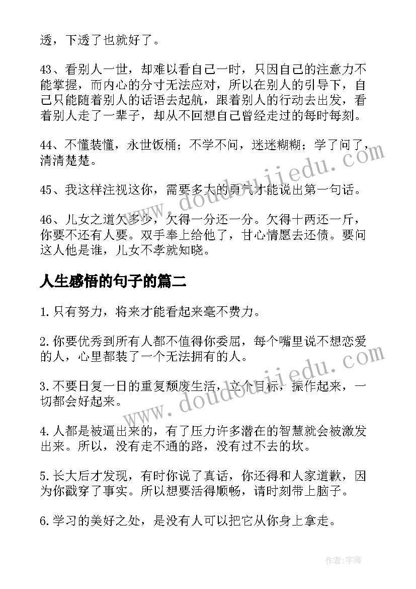 2023年人生感悟的句子的(模板5篇)