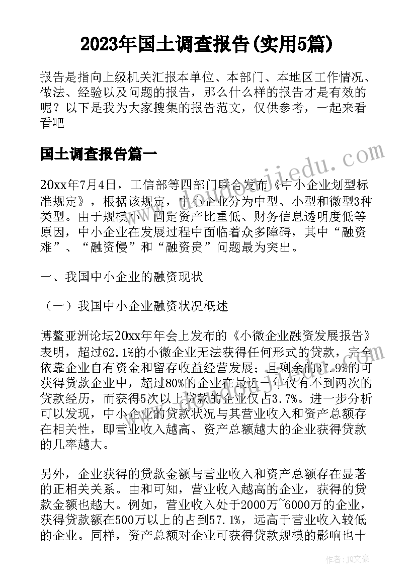 2023年国土调查报告(实用5篇)