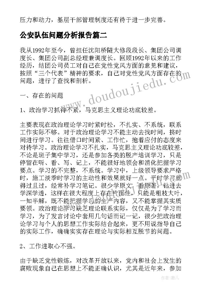 公安队伍问题分析报告(优质5篇)