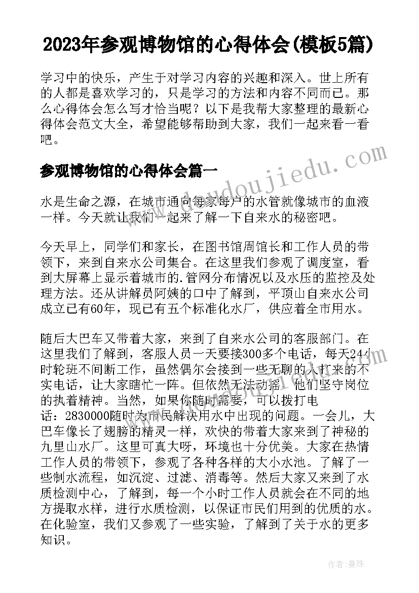 2023年参观博物馆的心得体会(模板5篇)