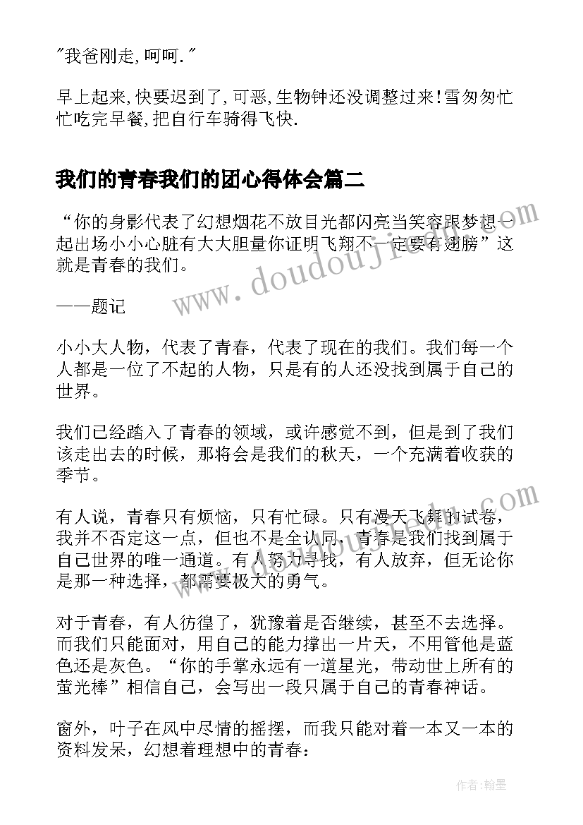 2023年我们的青春我们的团心得体会(汇总8篇)