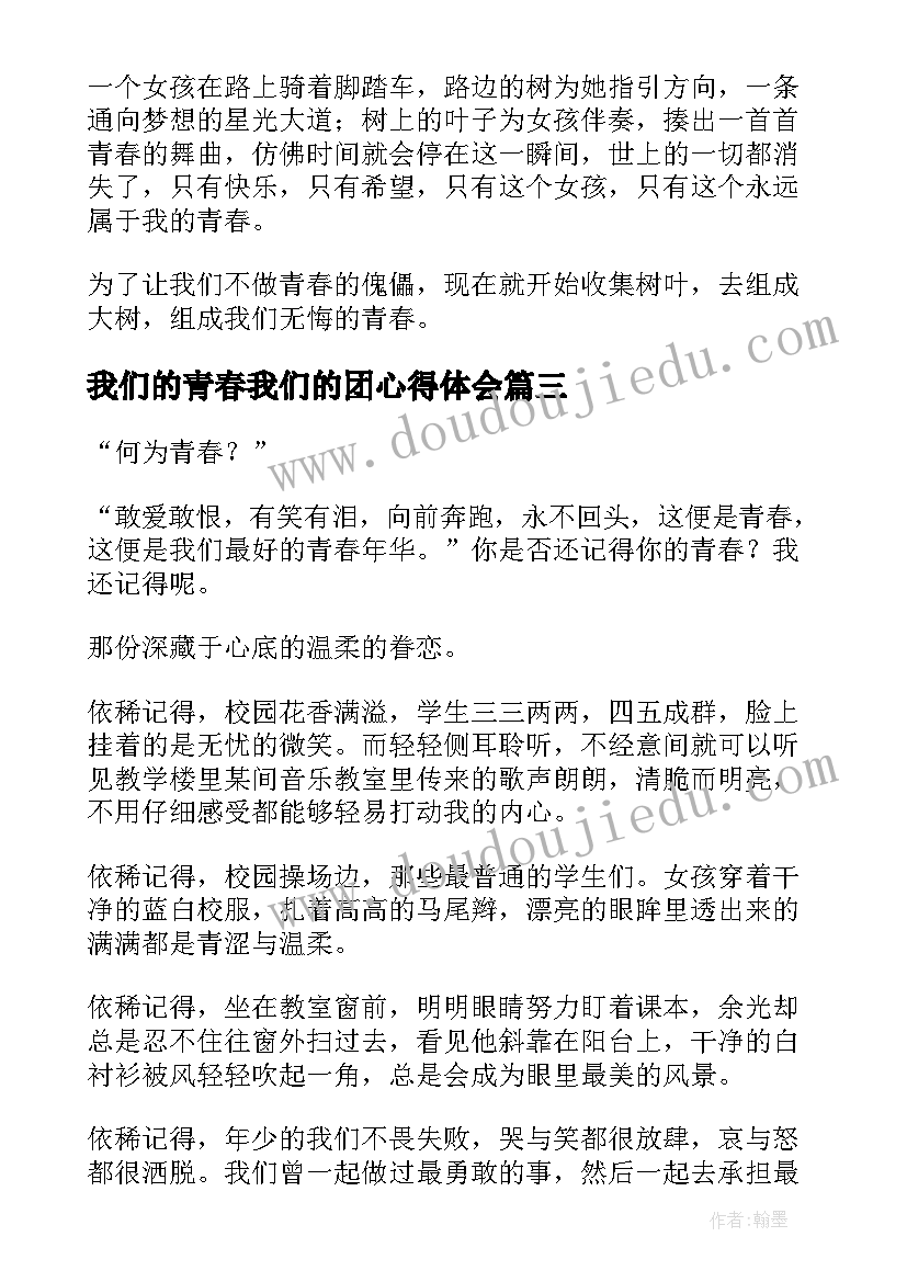 2023年我们的青春我们的团心得体会(汇总8篇)