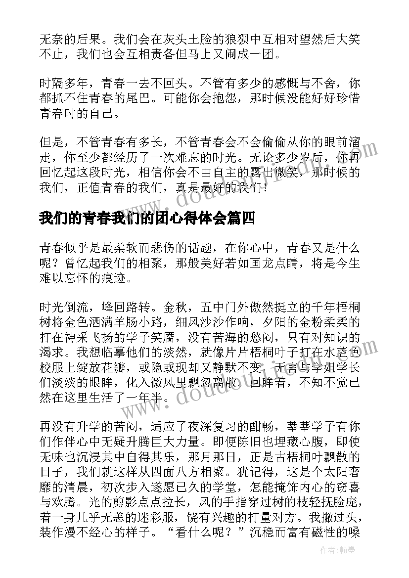 2023年我们的青春我们的团心得体会(汇总8篇)