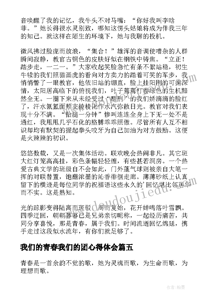 2023年我们的青春我们的团心得体会(汇总8篇)