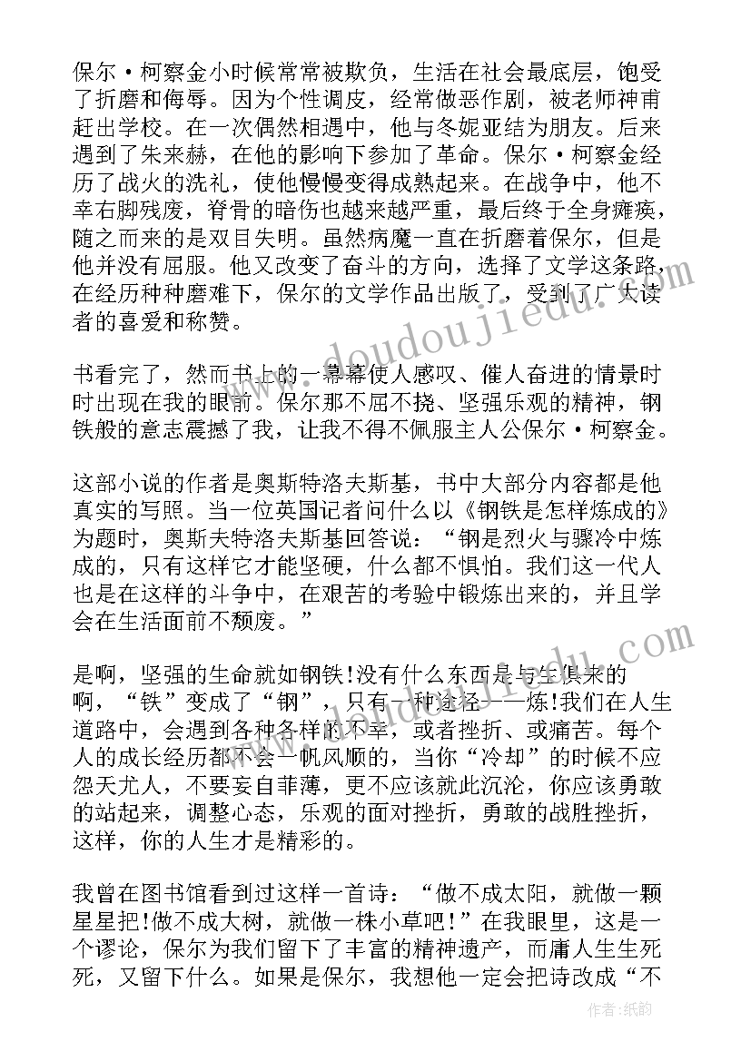 钢铁是怎样炼成的第十章读书笔记摘抄小红书(大全5篇)