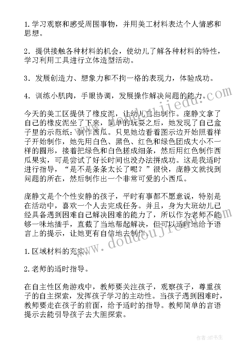 2023年大班美工区域活动观察记录表 大班美工区域活动教案(优质5篇)