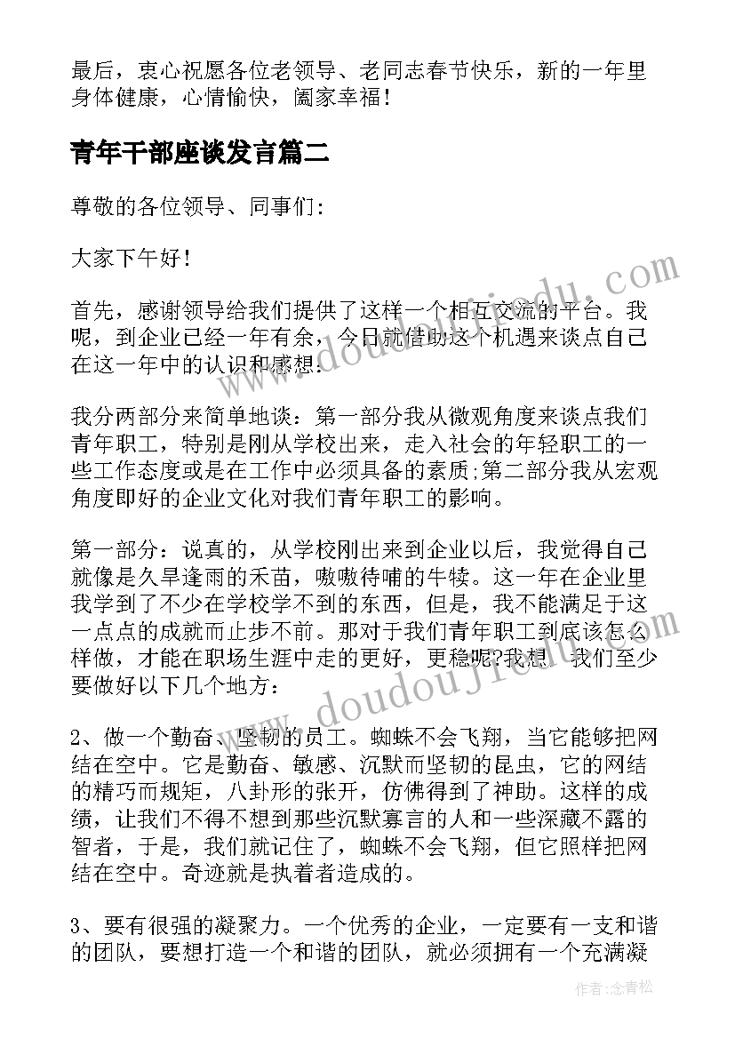 2023年青年干部座谈发言(精选5篇)