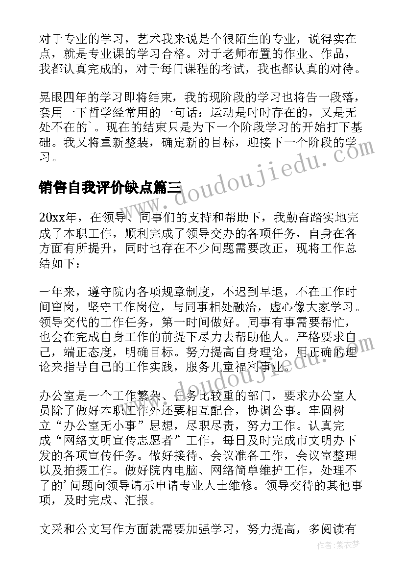 2023年销售自我评价缺点 销售自我评价(通用5篇)