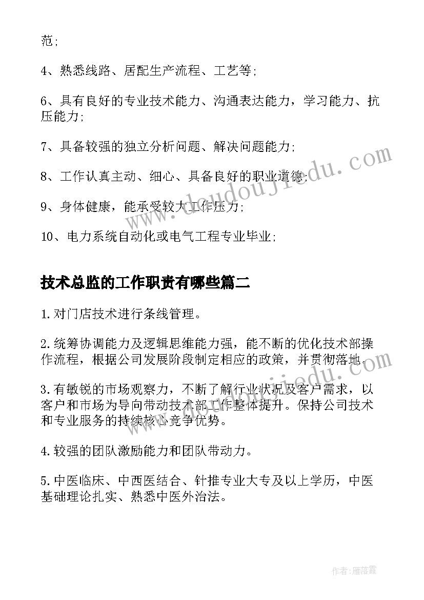 2023年技术总监的工作职责有哪些(精选5篇)