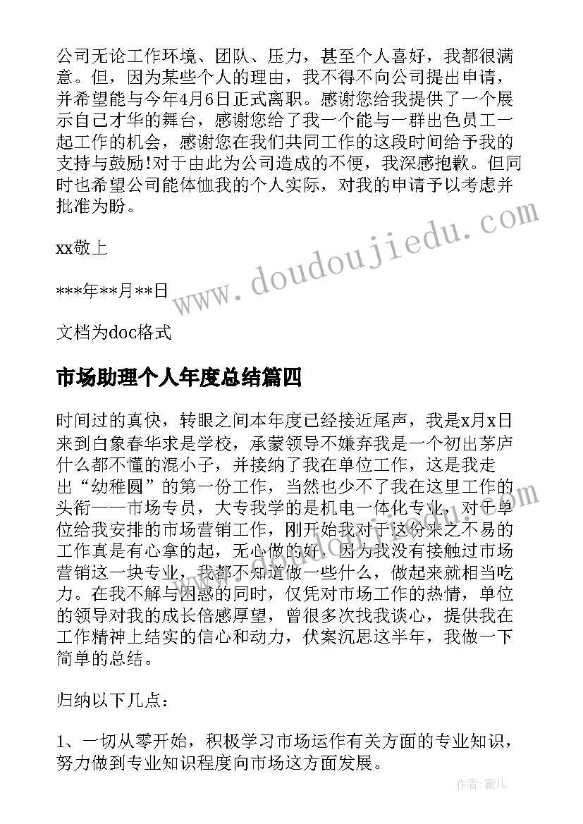 2023年市场助理个人年度总结(优质6篇)