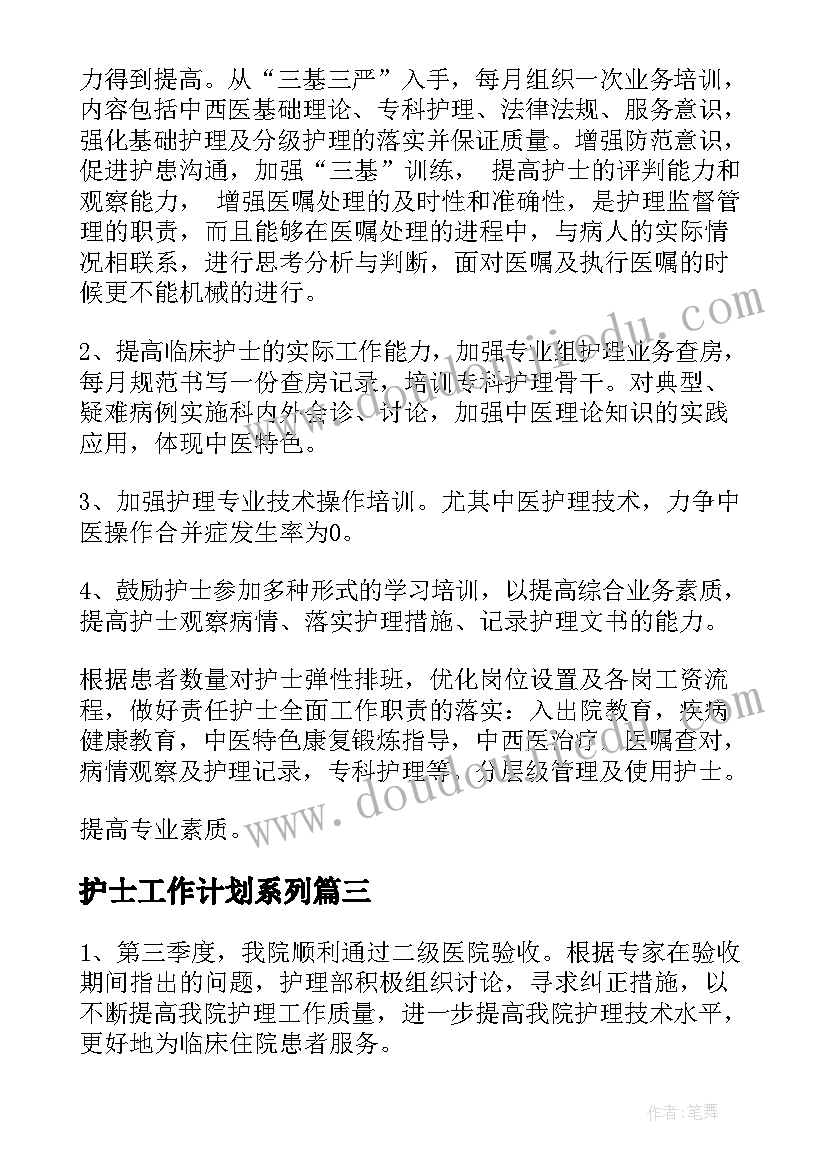 护士工作计划系列(大全5篇)