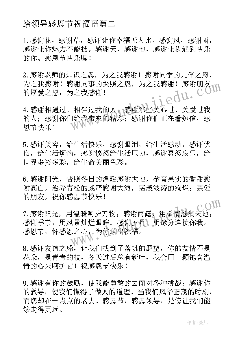 2023年给领导感恩节祝福语(实用5篇)