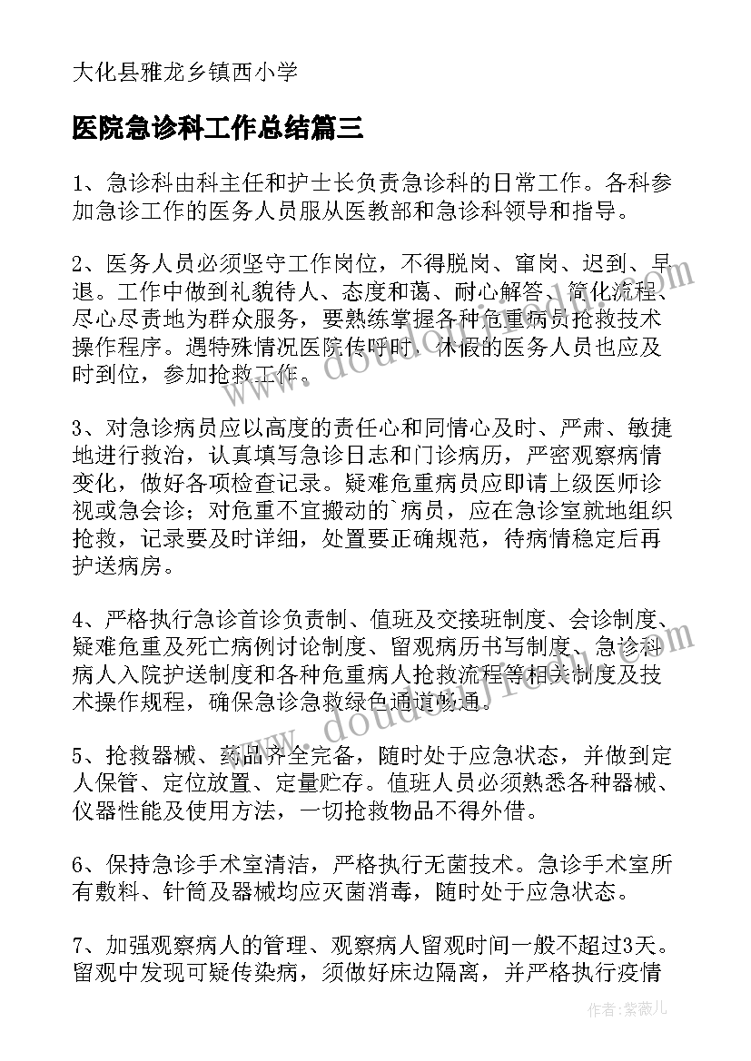 2023年医院急诊科工作总结(精选5篇)