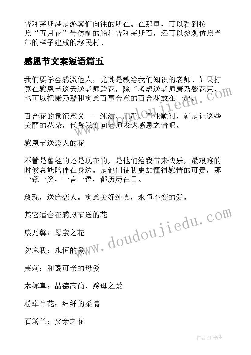 2023年感恩节文案短语 感恩节比较好的简单文案(实用5篇)