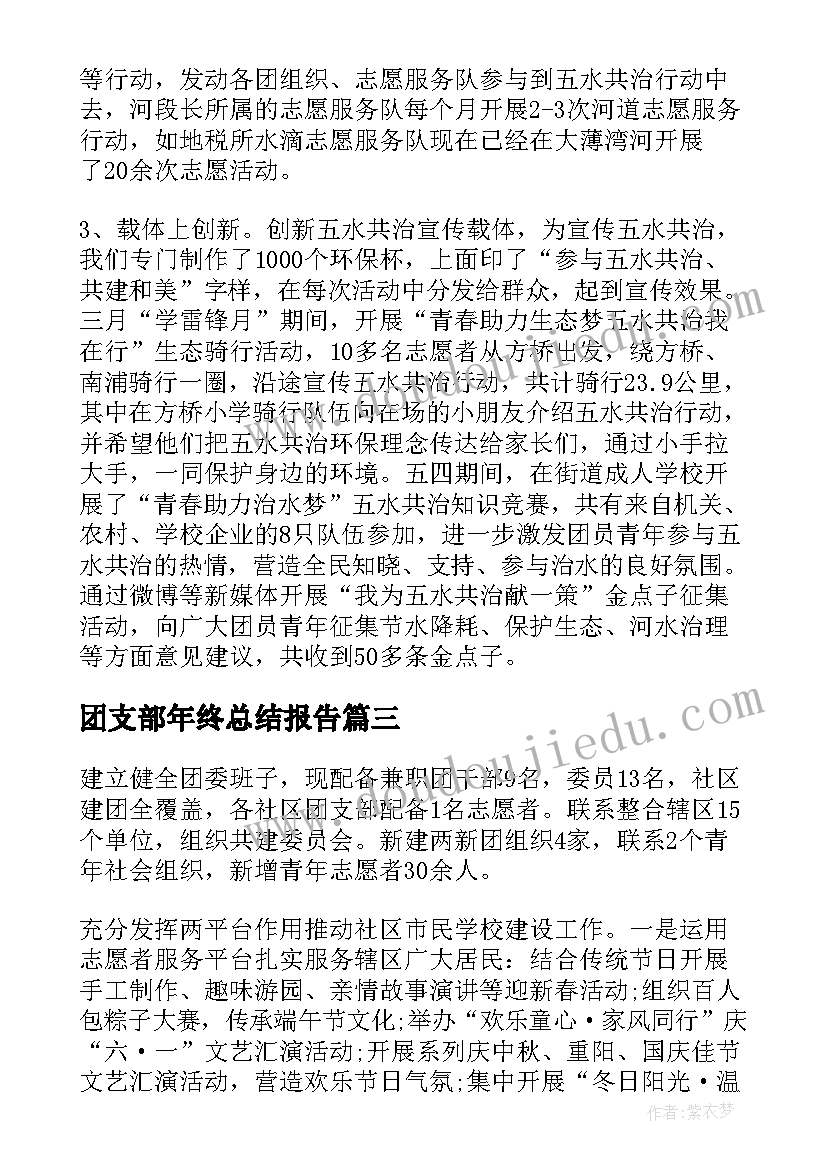 团支部年终总结报告(通用5篇)