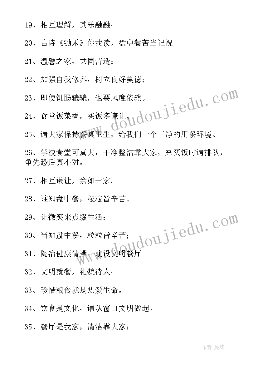 2023年食堂的宣传标语口号(通用8篇)