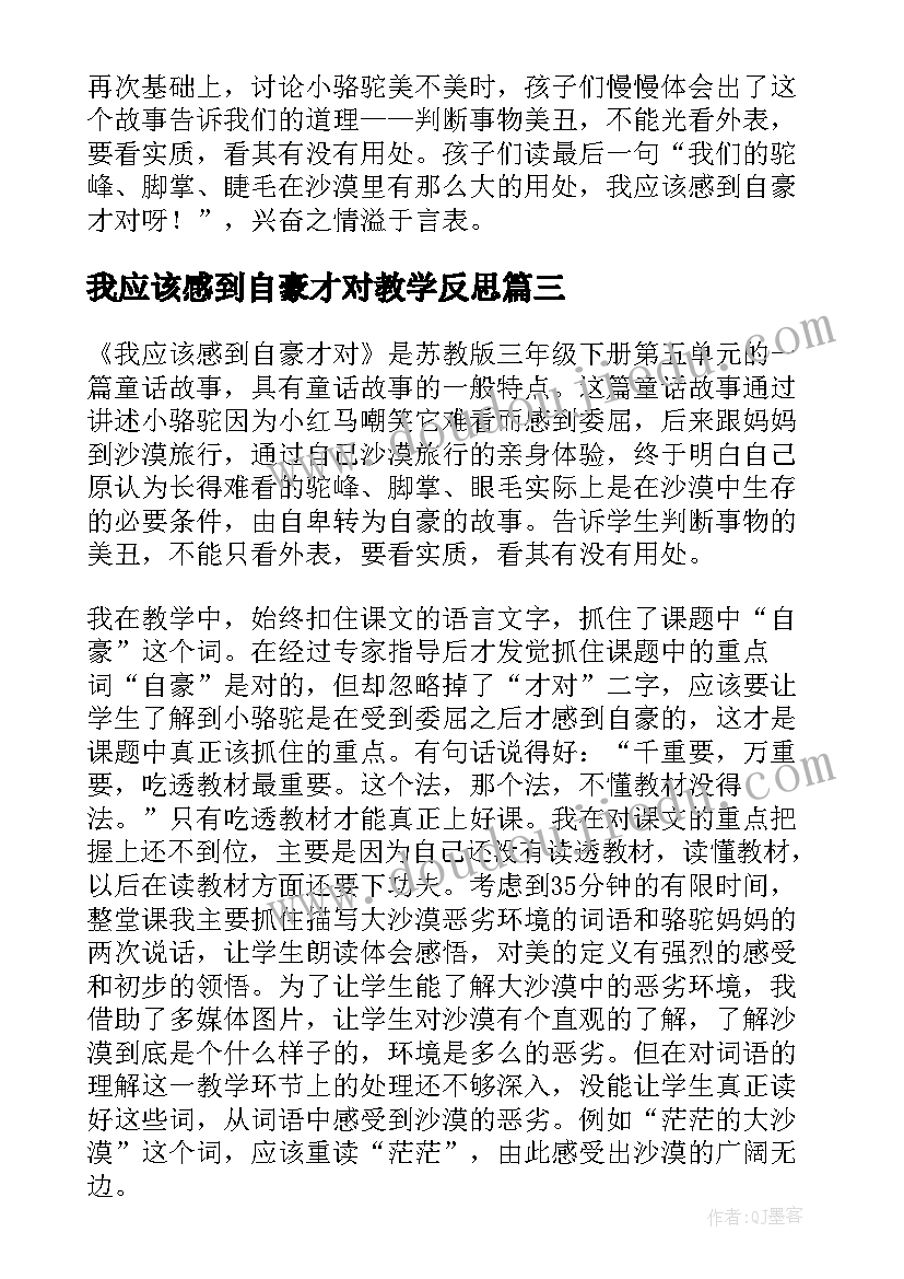 最新我应该感到自豪才对教学反思(实用5篇)