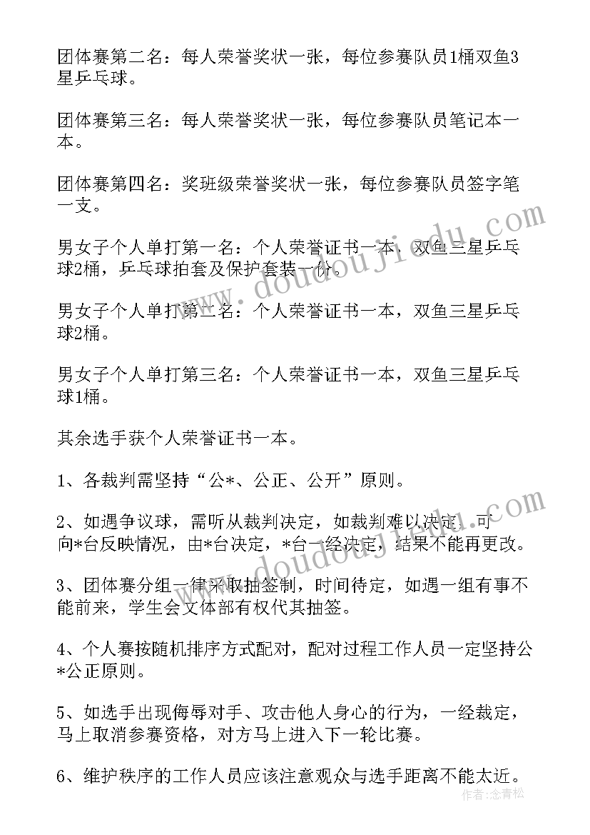 最新小学教师乒乓球比赛方案(优质6篇)