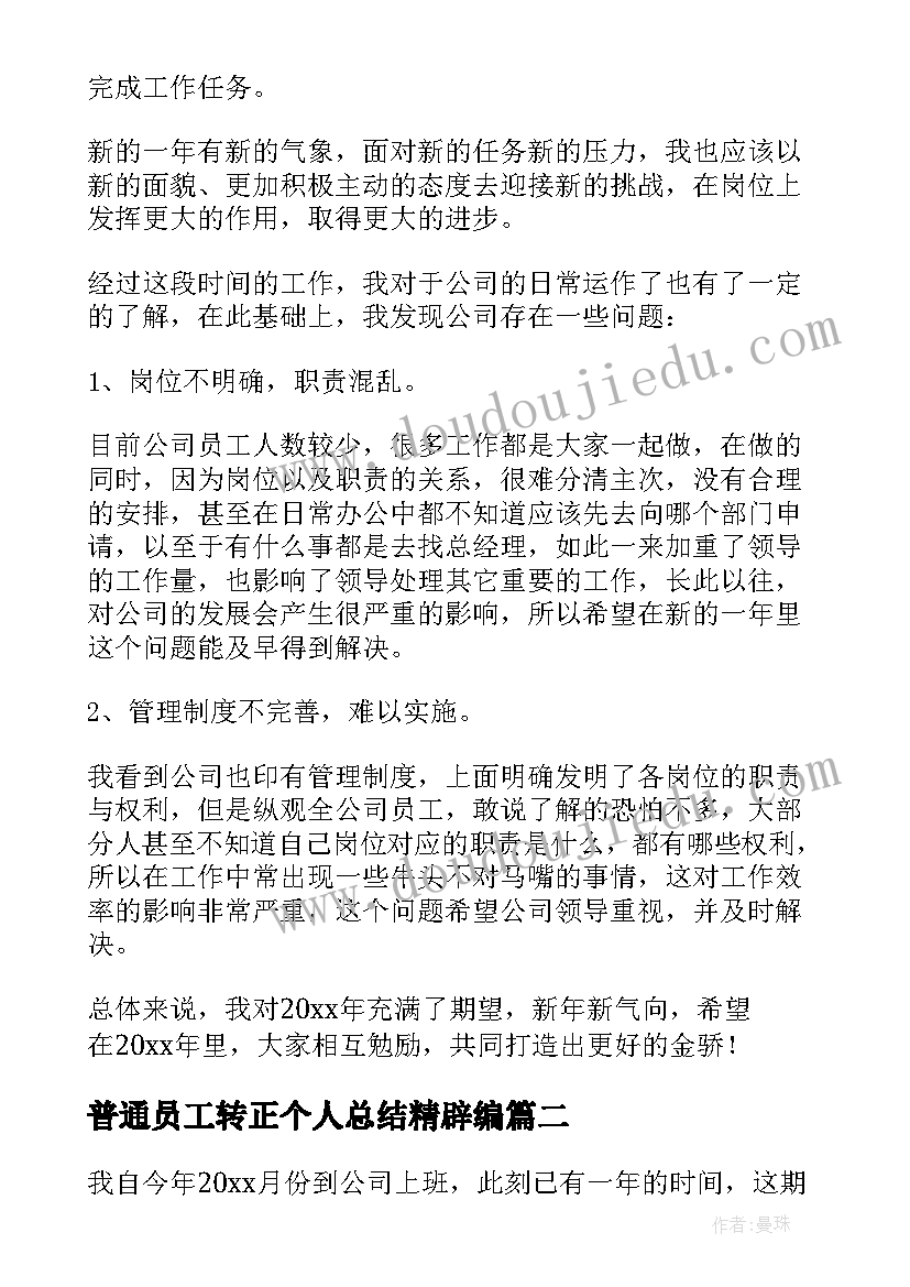 2023年普通员工转正个人总结精辟编(优质10篇)