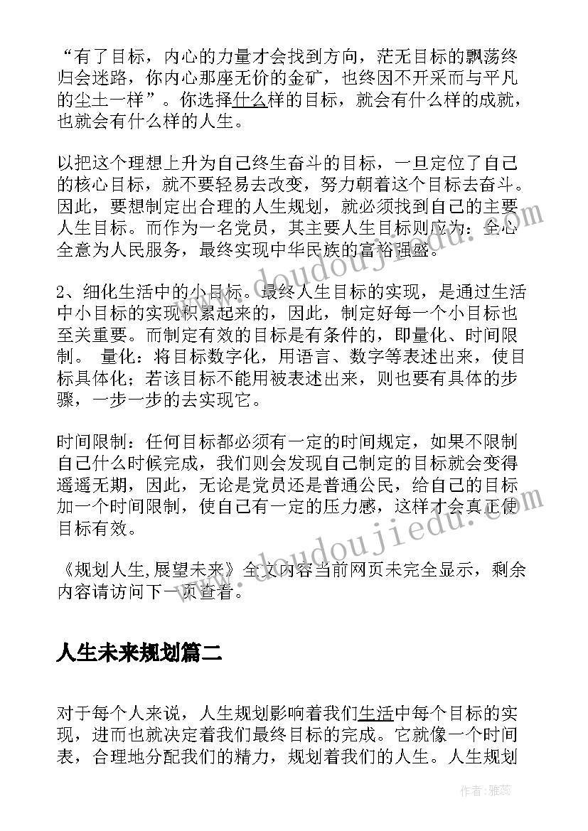 2023年人生未来规划 规划人生展望未来(模板5篇)