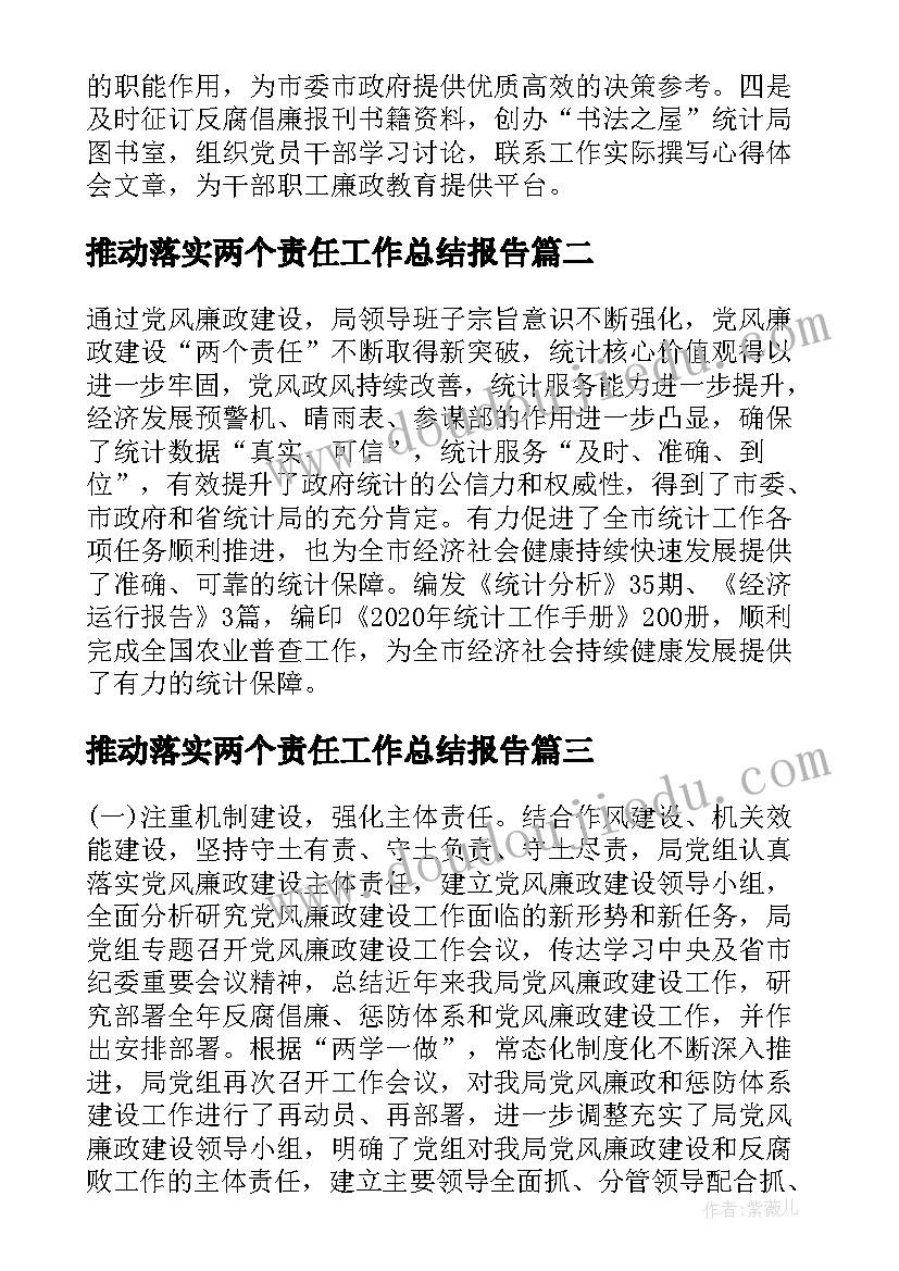 推动落实两个责任工作总结报告(通用5篇)