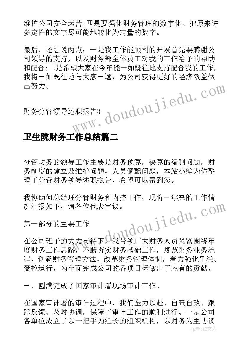 2023年卫生院财务工作总结(模板5篇)