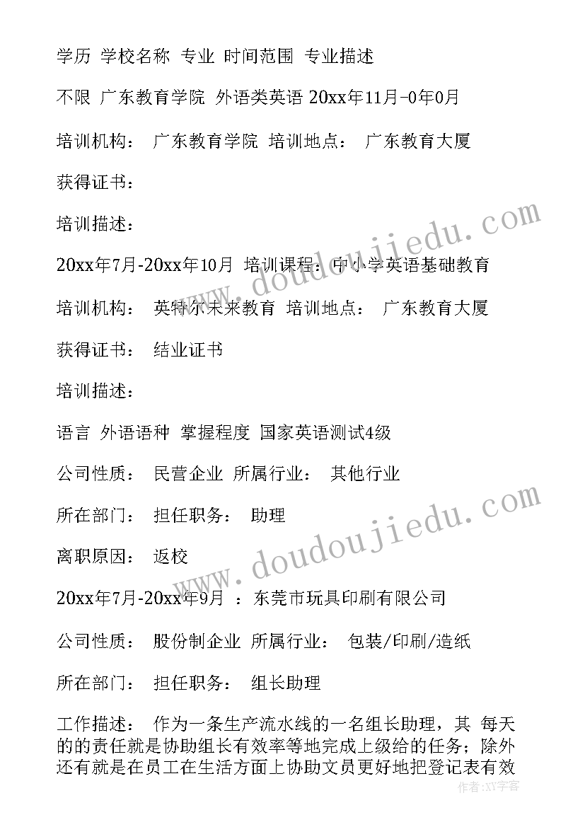 2023年写简历时工作经验(汇总7篇)