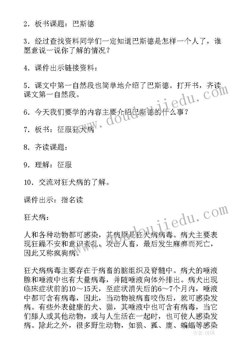 2023年狂犬病宣传手册 巴斯德征服狂犬病教案(模板10篇)