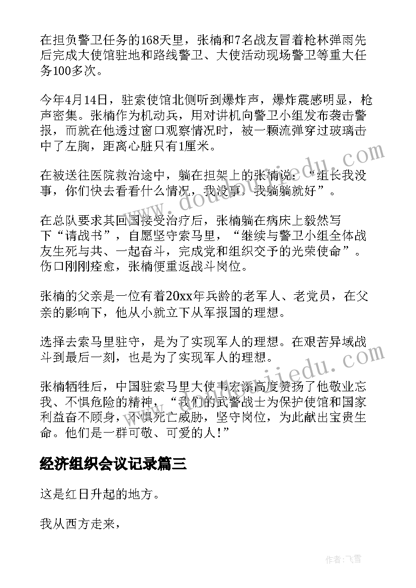 经济组织会议记录(汇总8篇)