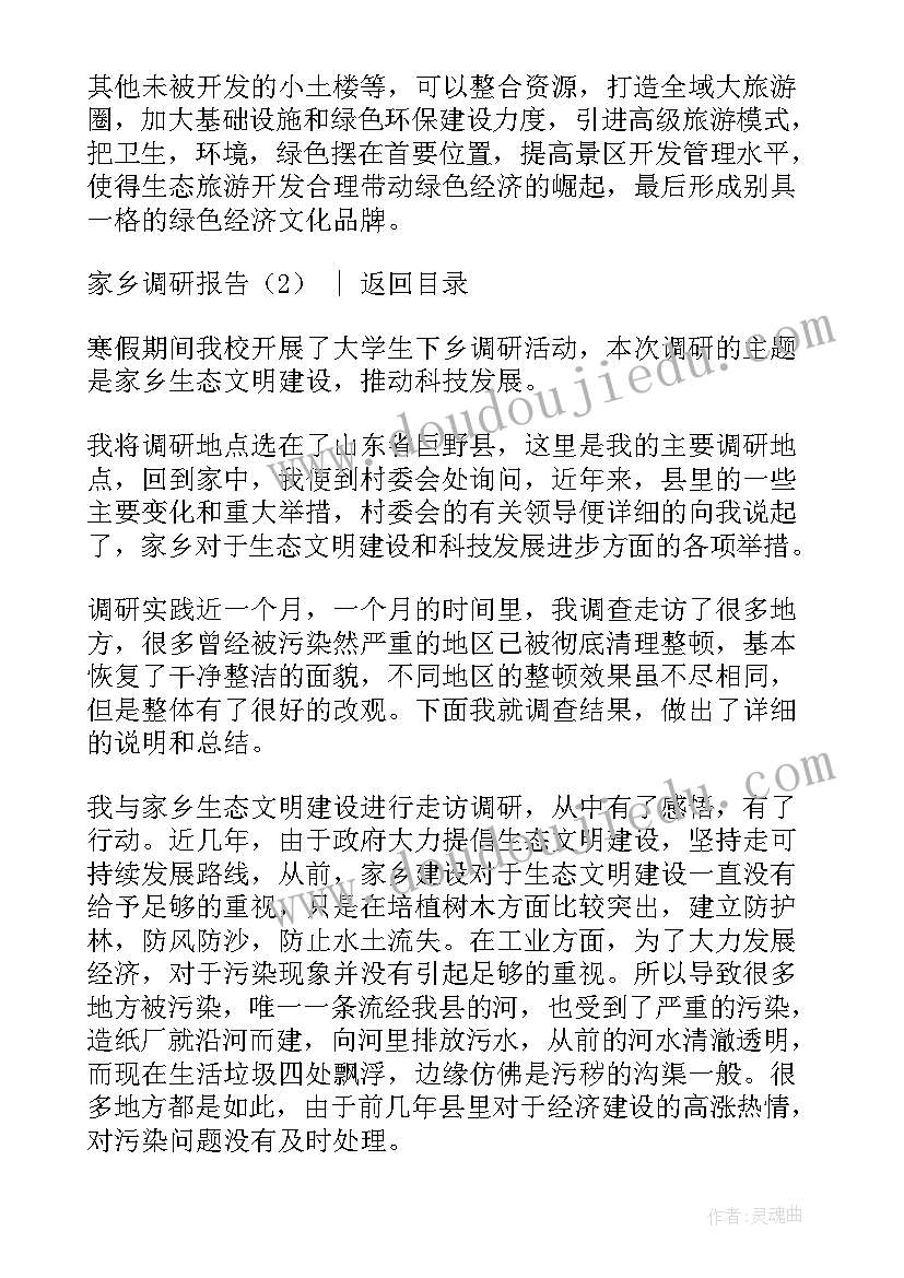 2023年家乡调研报告(实用9篇)