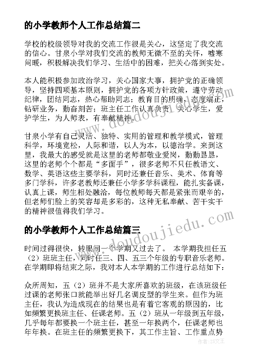 2023年的小学教师个人工作总结(模板8篇)