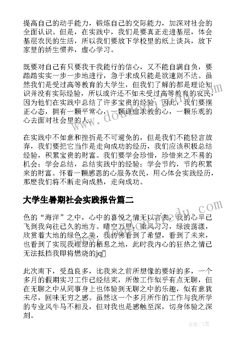 2023年大学生暑期社会实践报告(优质7篇)