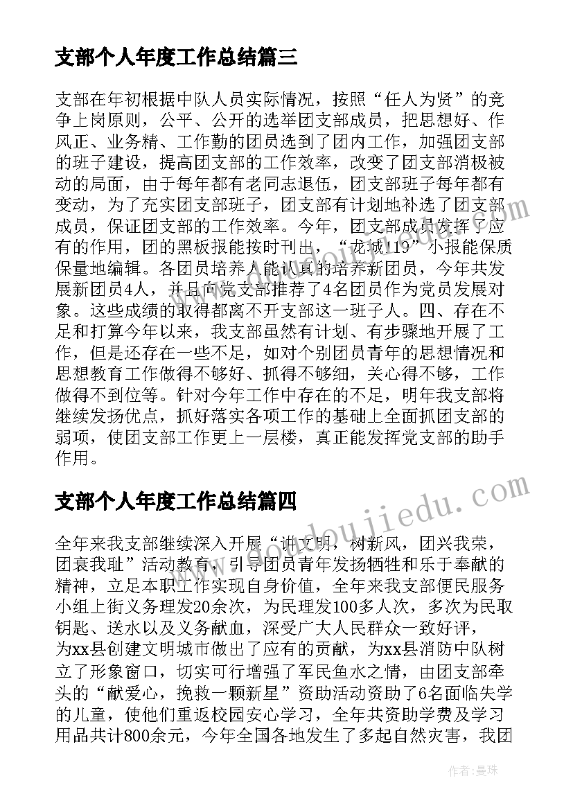 支部个人年度工作总结(优秀7篇)