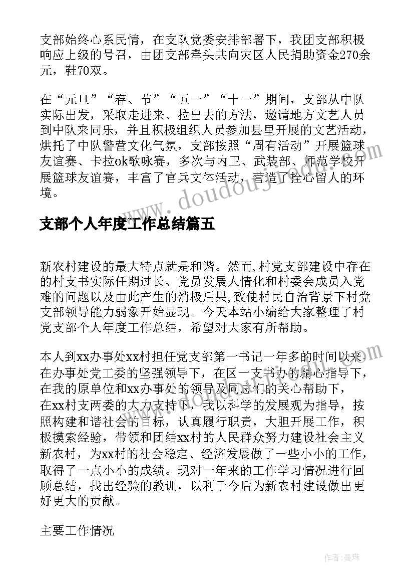 支部个人年度工作总结(优秀7篇)