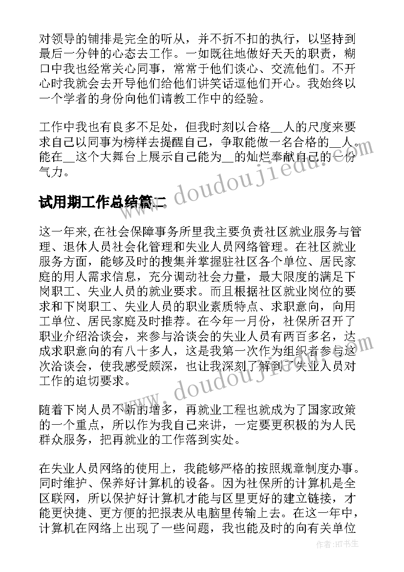 2023年试用期工作总结(实用5篇)