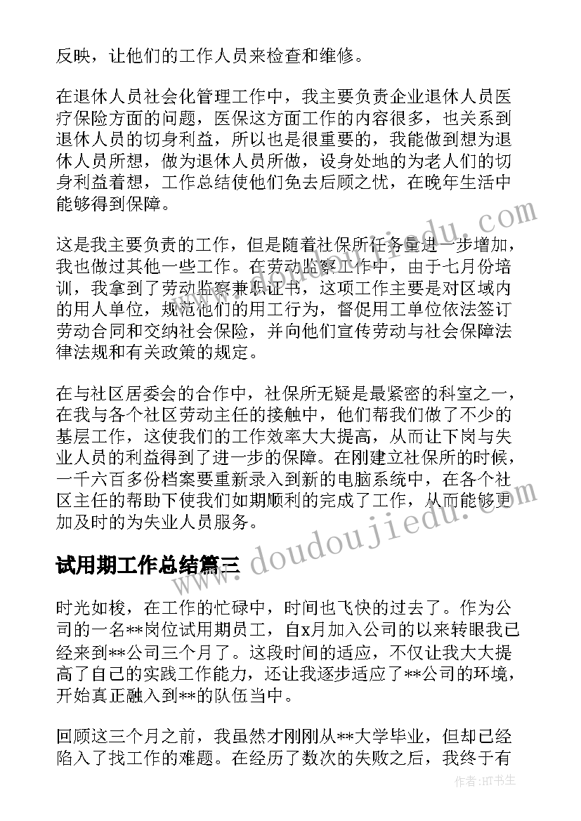 2023年试用期工作总结(实用5篇)