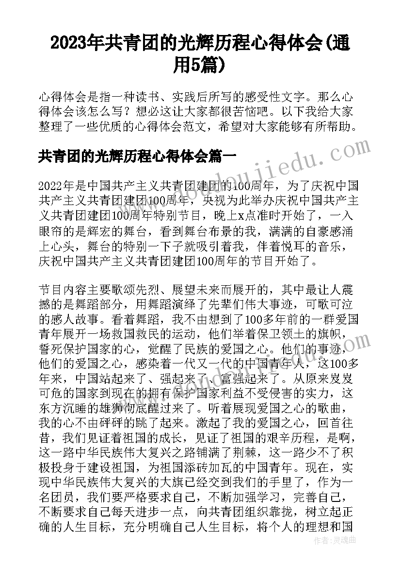 2023年共青团的光辉历程心得体会(通用5篇)