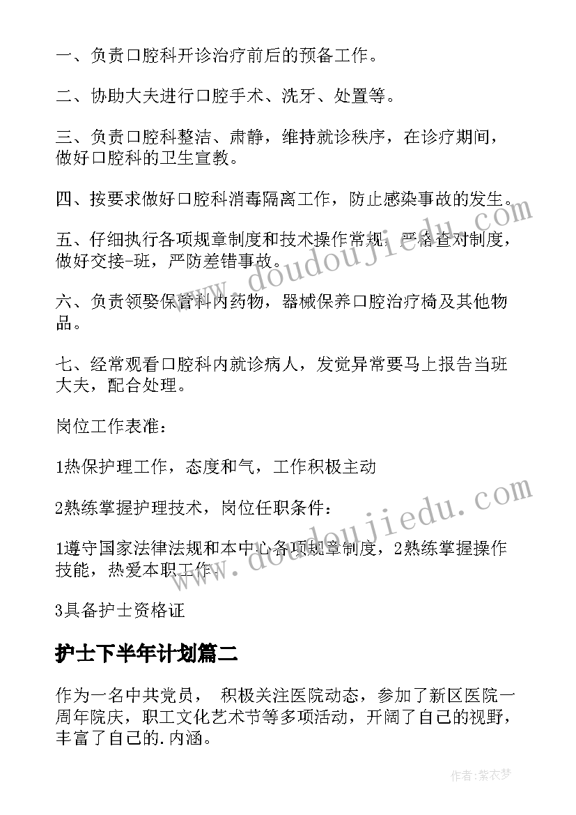 2023年护士下半年计划(优质8篇)