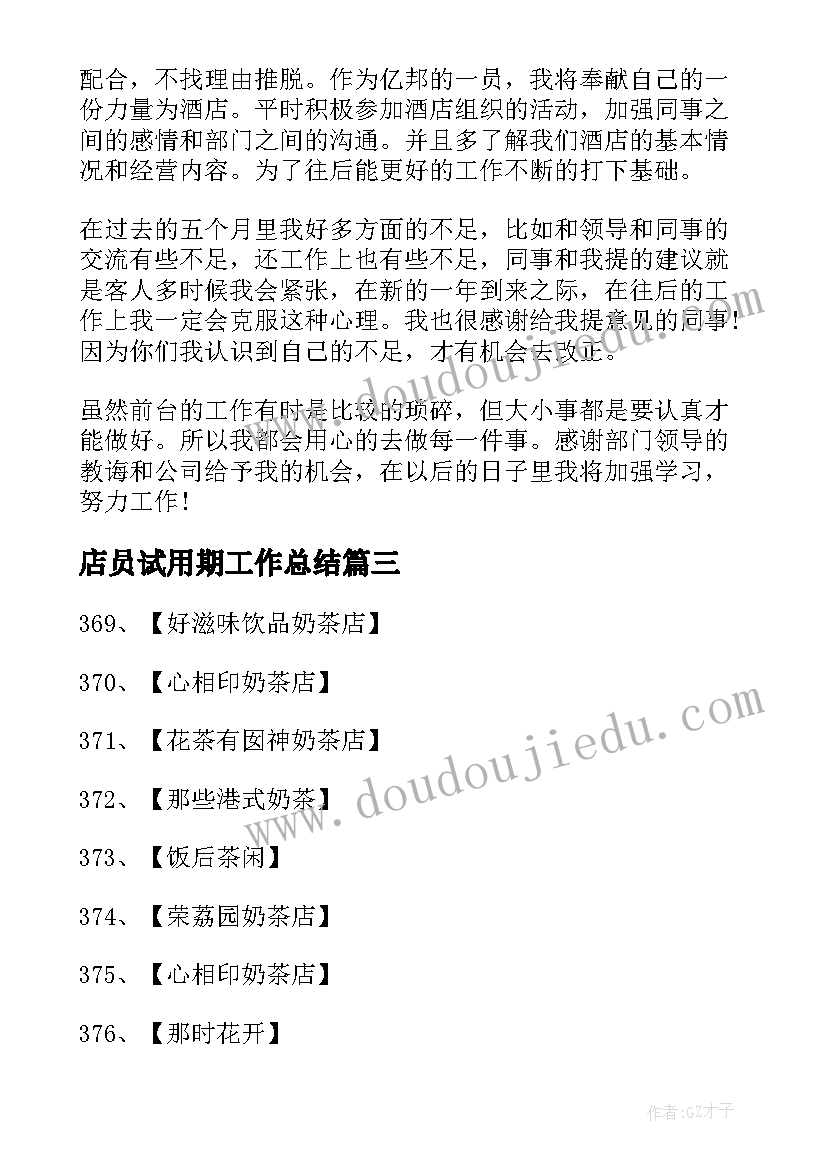 2023年店员试用期工作总结(大全5篇)