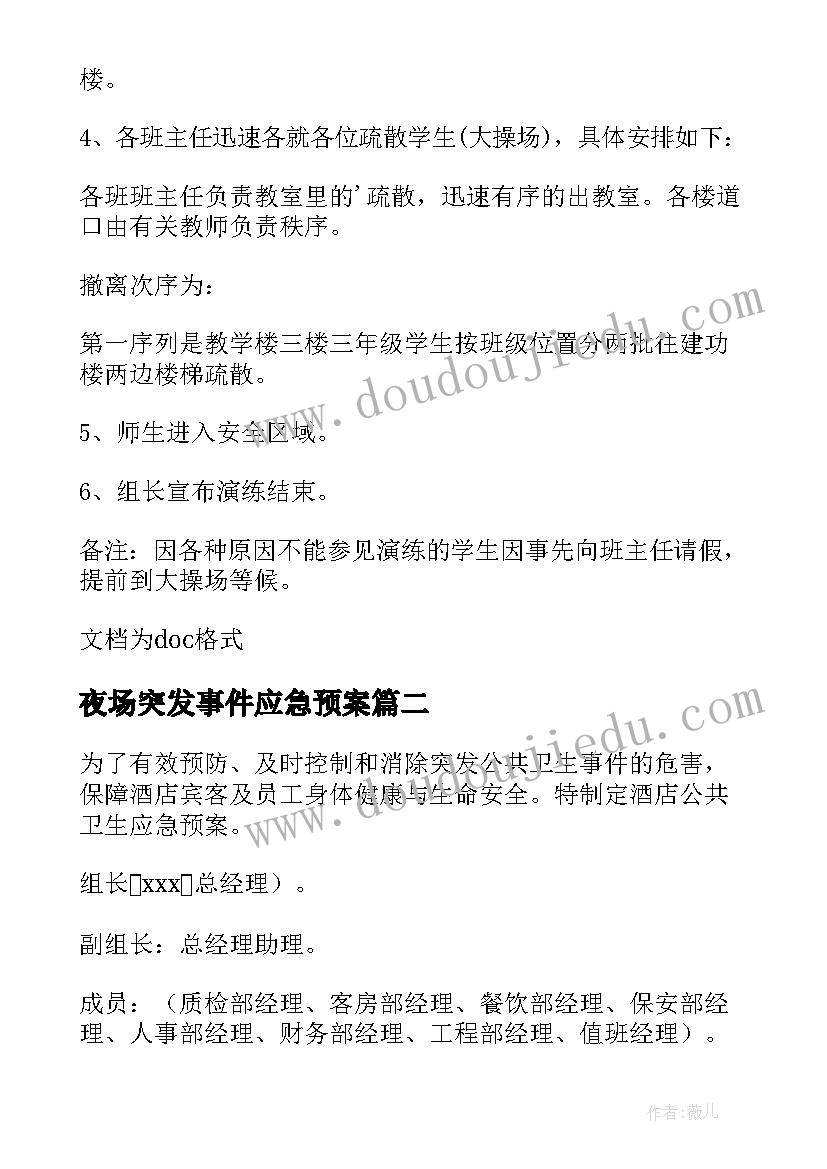 最新夜场突发事件应急预案(通用5篇)