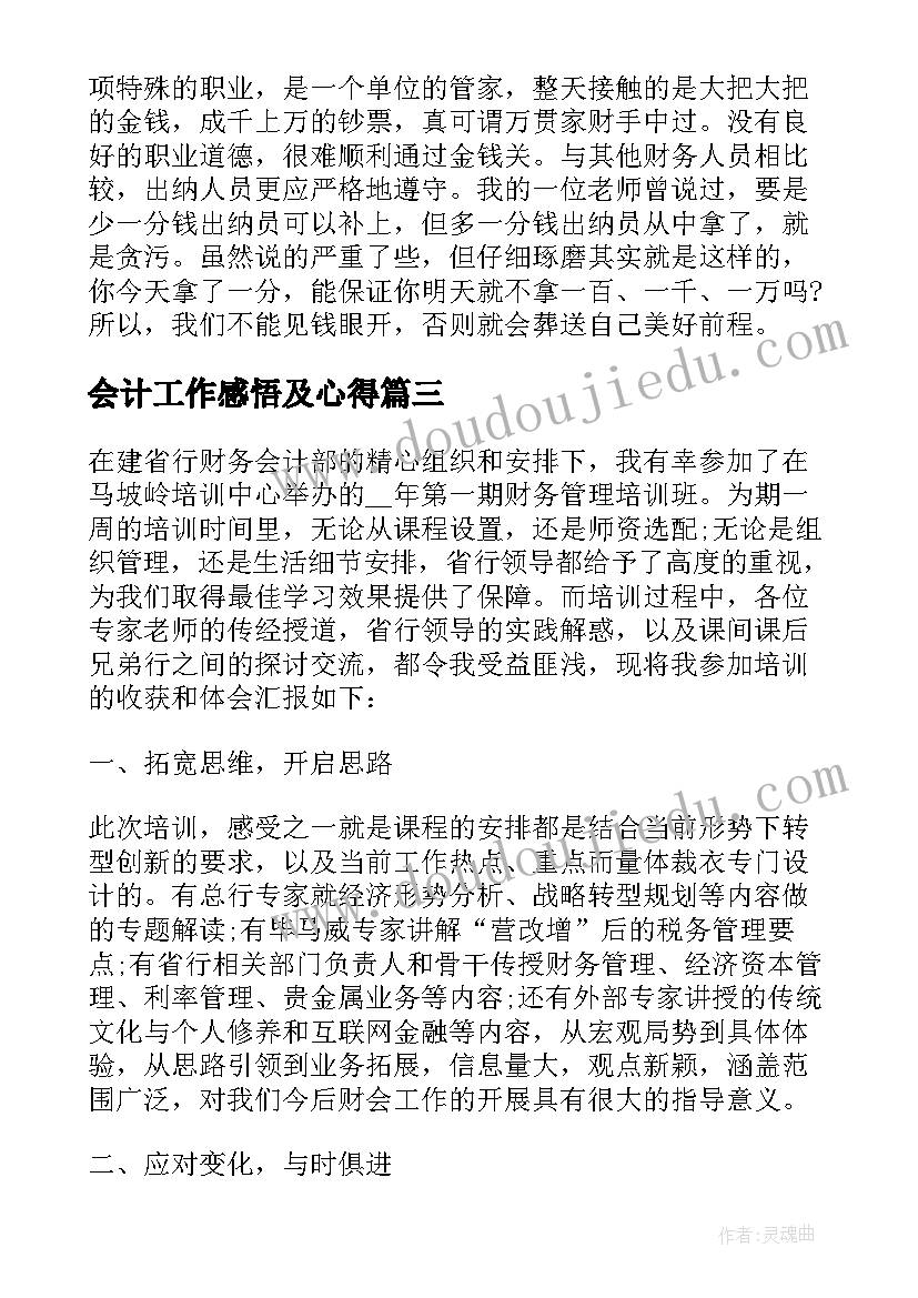 2023年会计工作感悟及心得 会计工作心得及感悟(优质5篇)