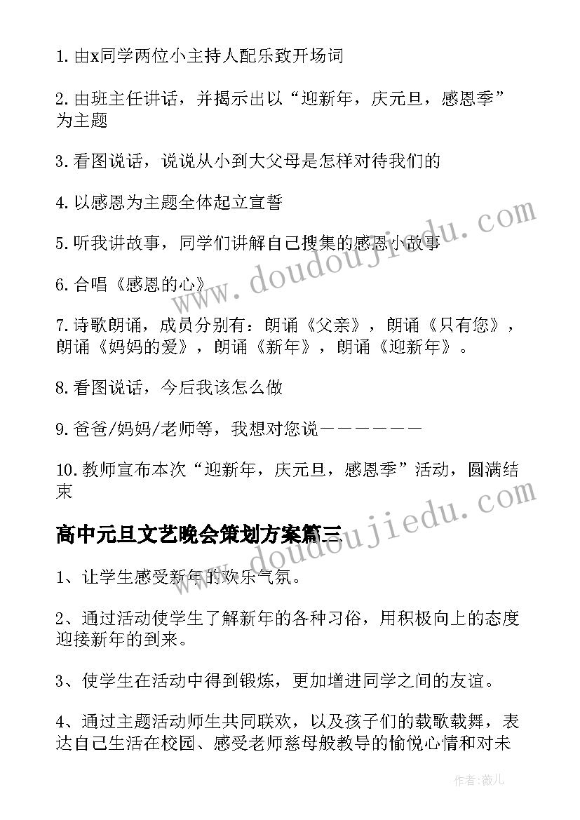 高中元旦文艺晚会策划方案(精选5篇)