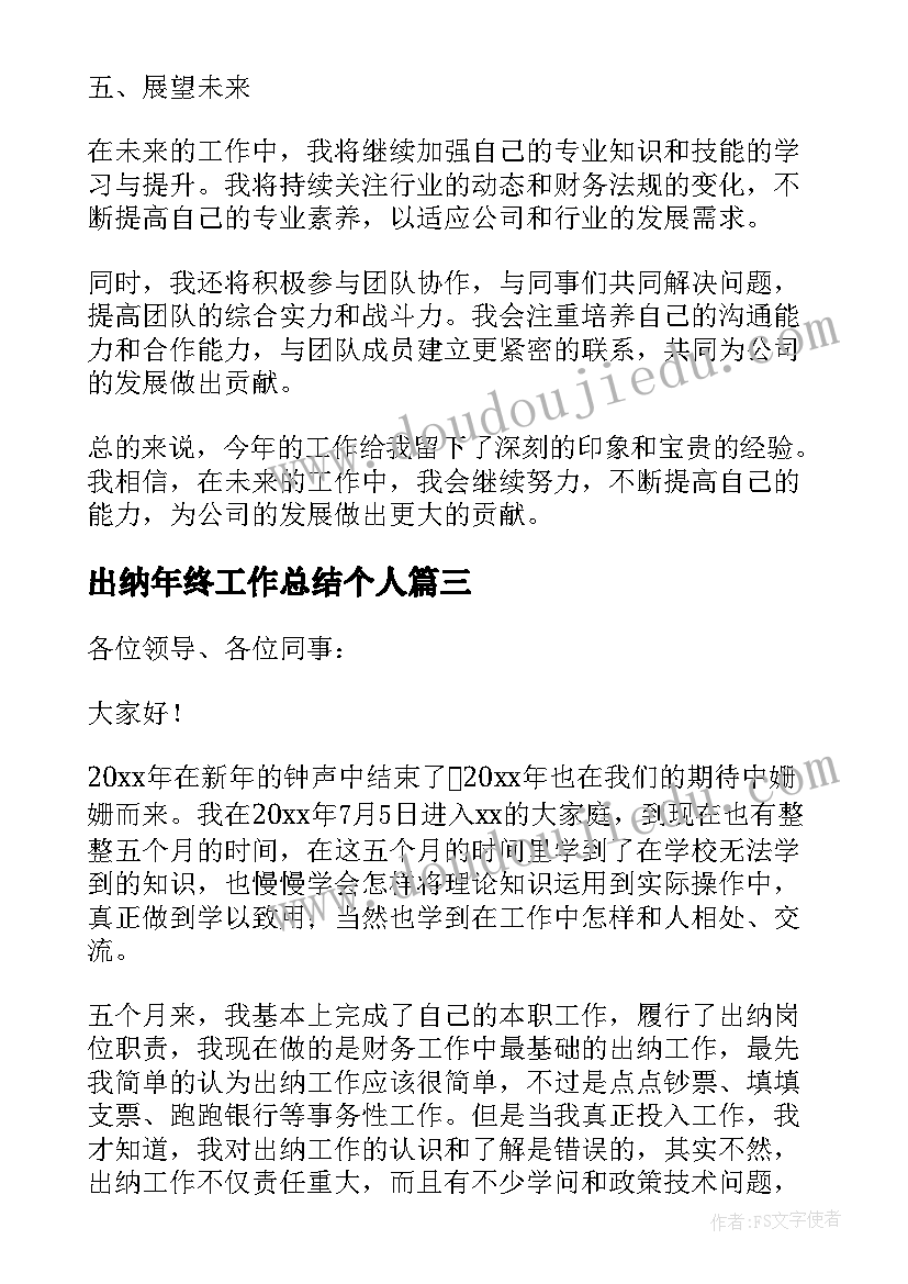 出纳年终工作总结个人(优质5篇)