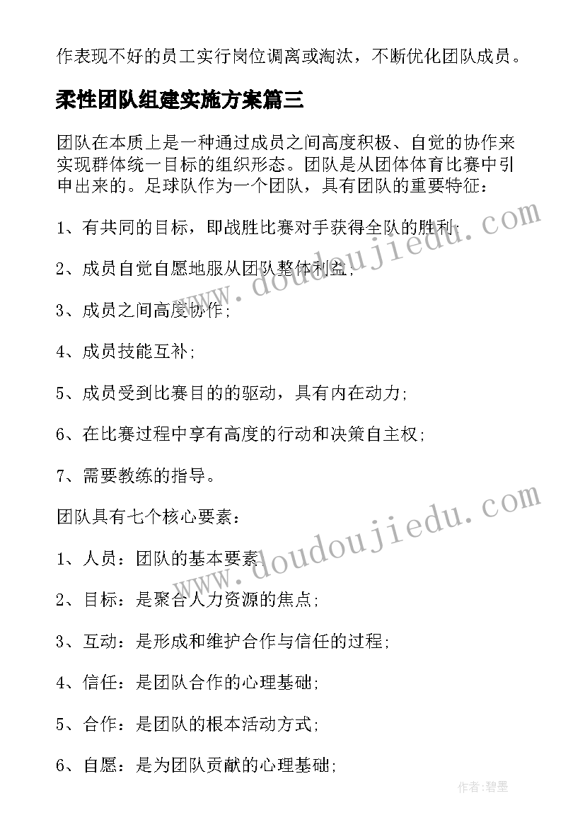 最新柔性团队组建实施方案 团队建设方案(优秀7篇)