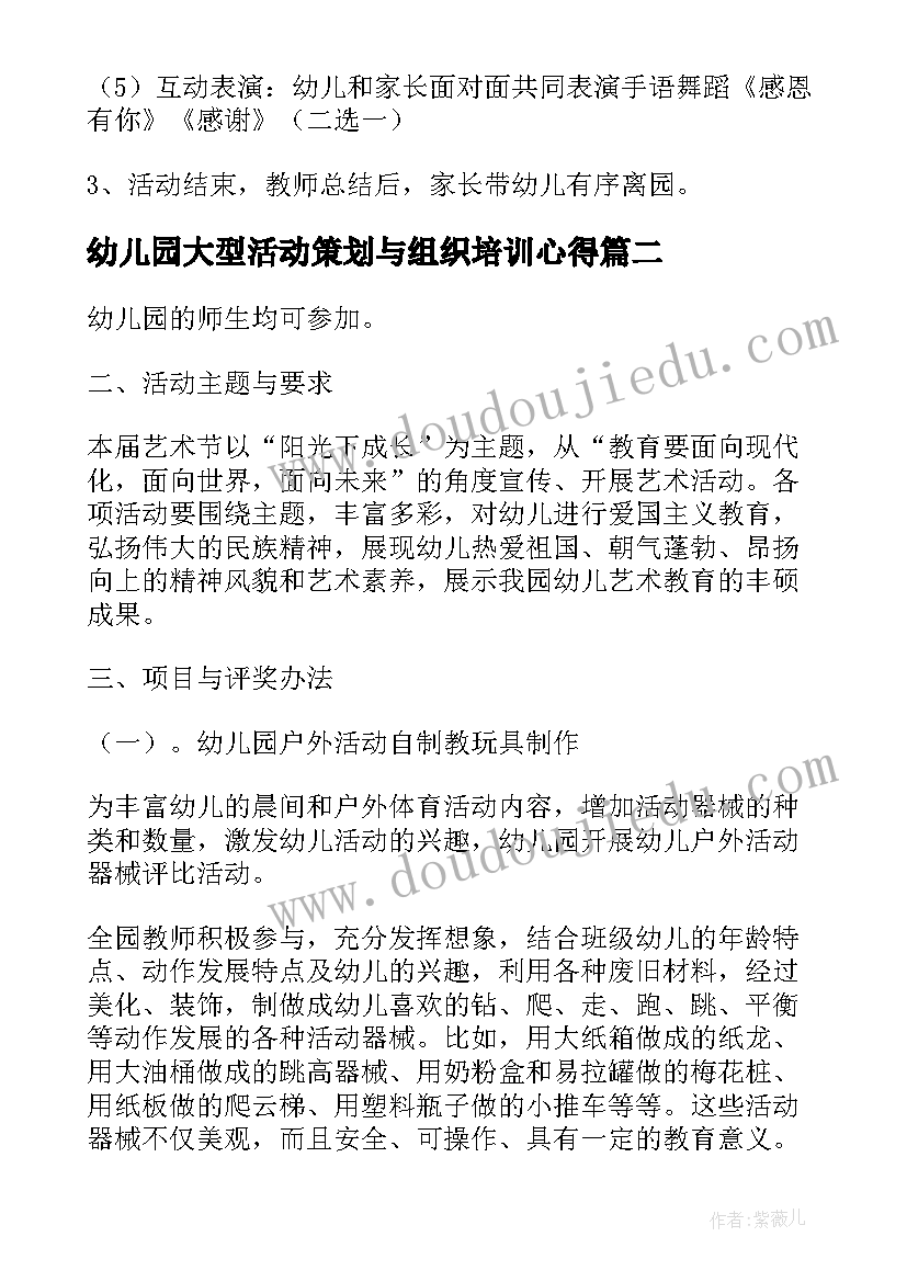 最新幼儿园大型活动策划与组织培训心得(实用5篇)