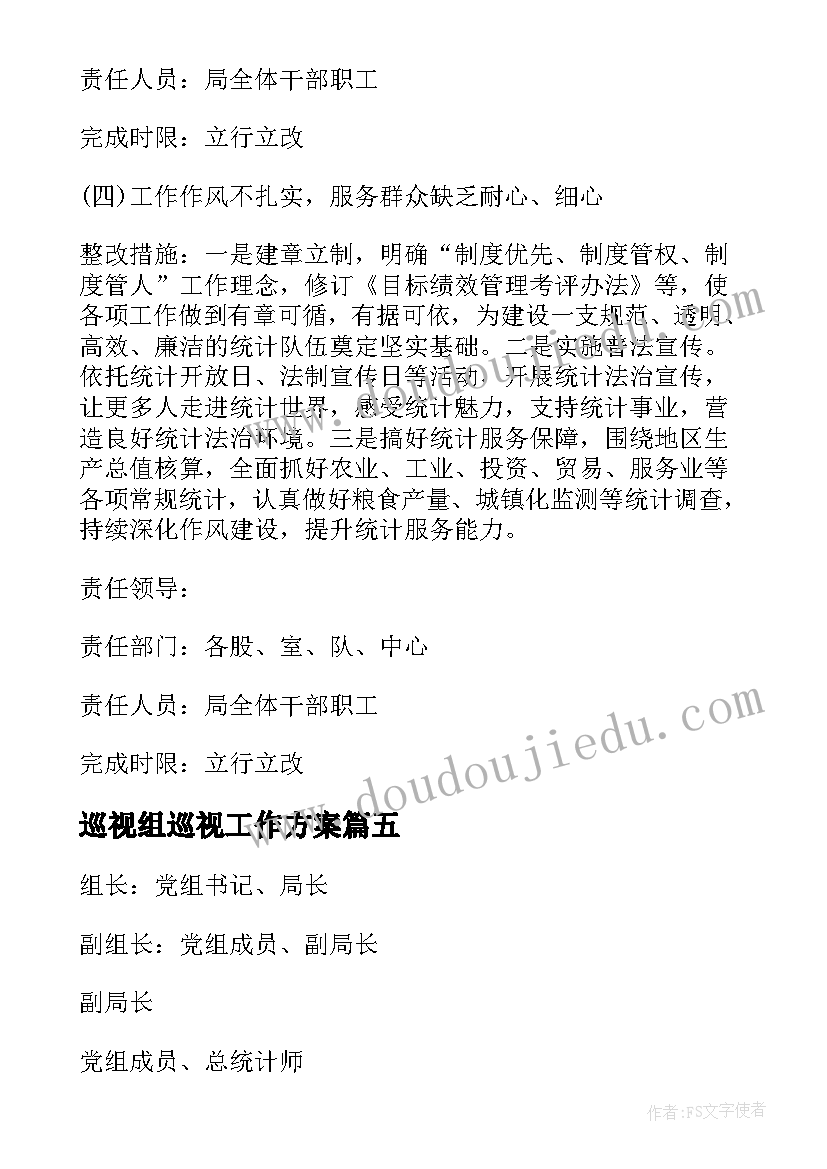 巡视组巡视工作方案 优化营商环境专项巡察工作整改方案(优秀5篇)