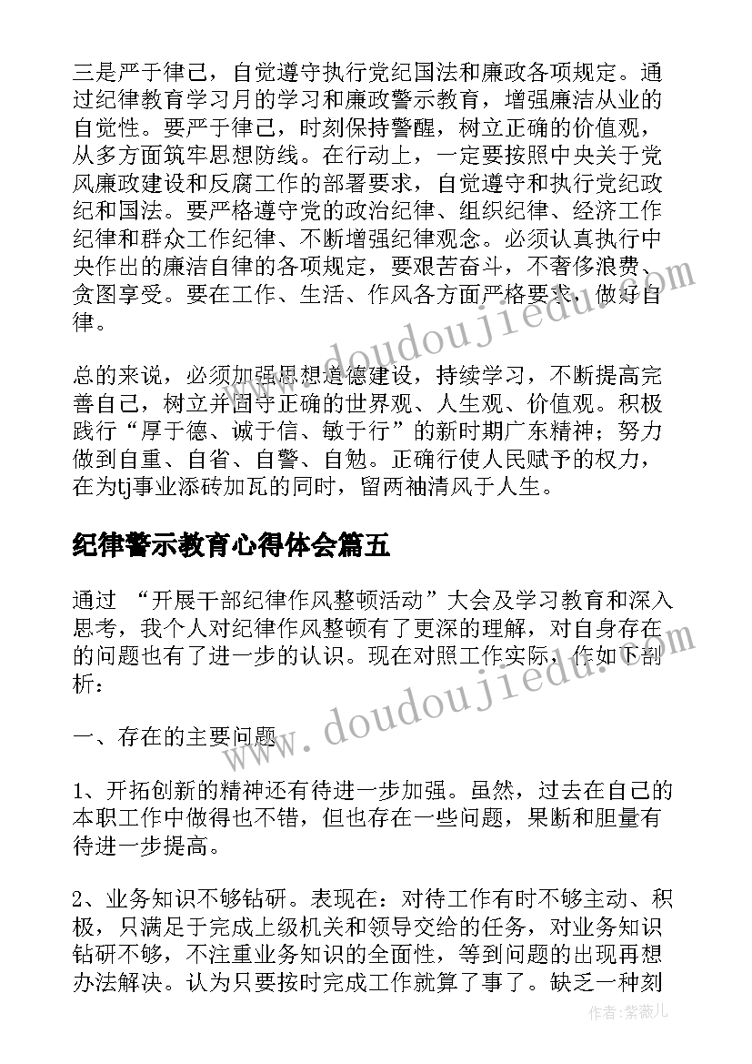 最新纪律警示教育心得体会(实用5篇)