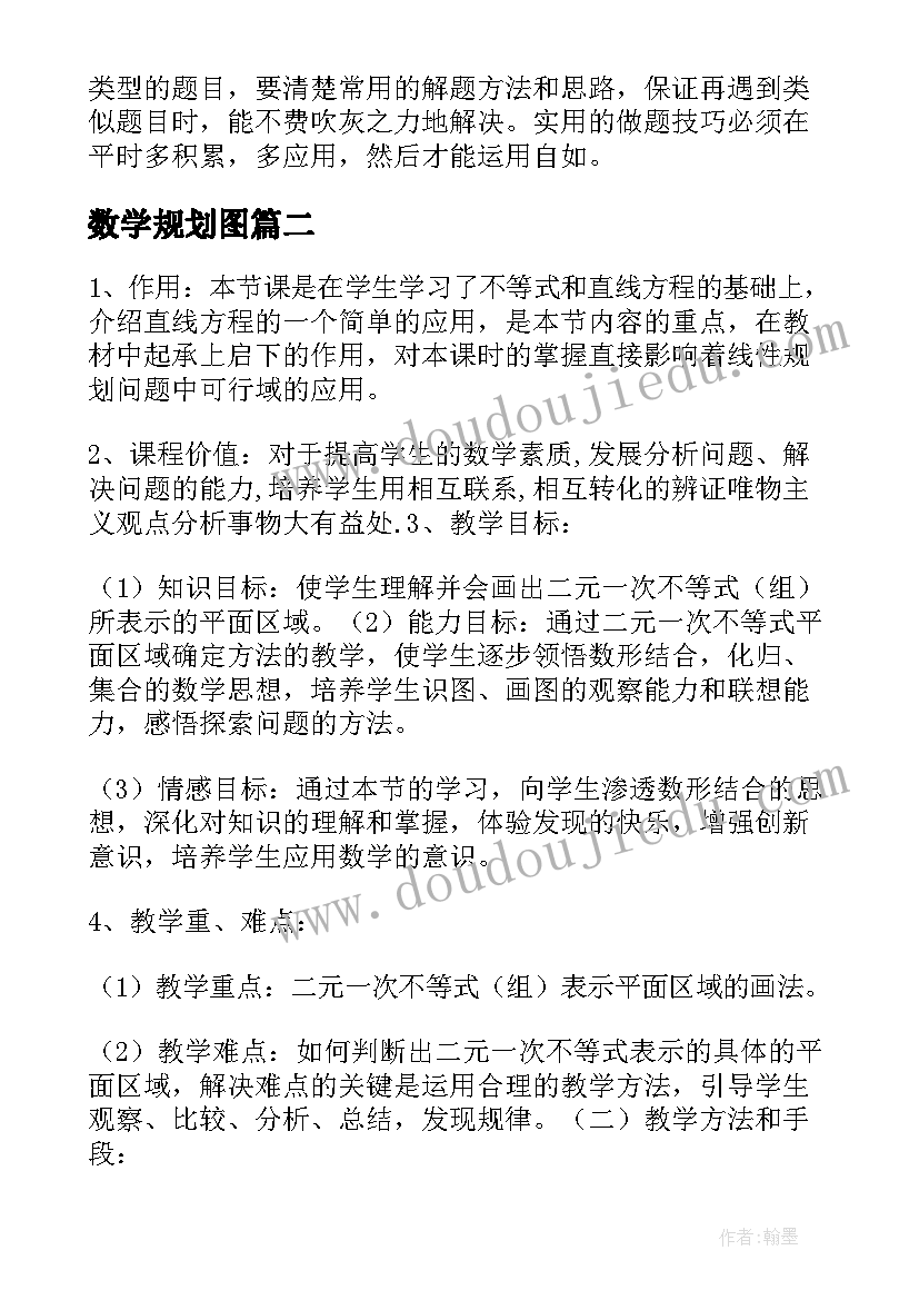 数学规划图 考研数学全年复习规划(通用7篇)