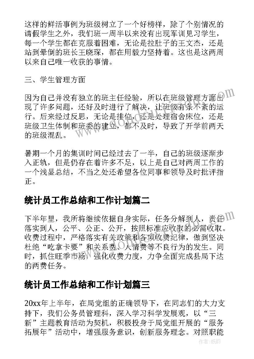 2023年统计员工作总结和工作计划 上半年工作总结与下半年工作计划(精选6篇)