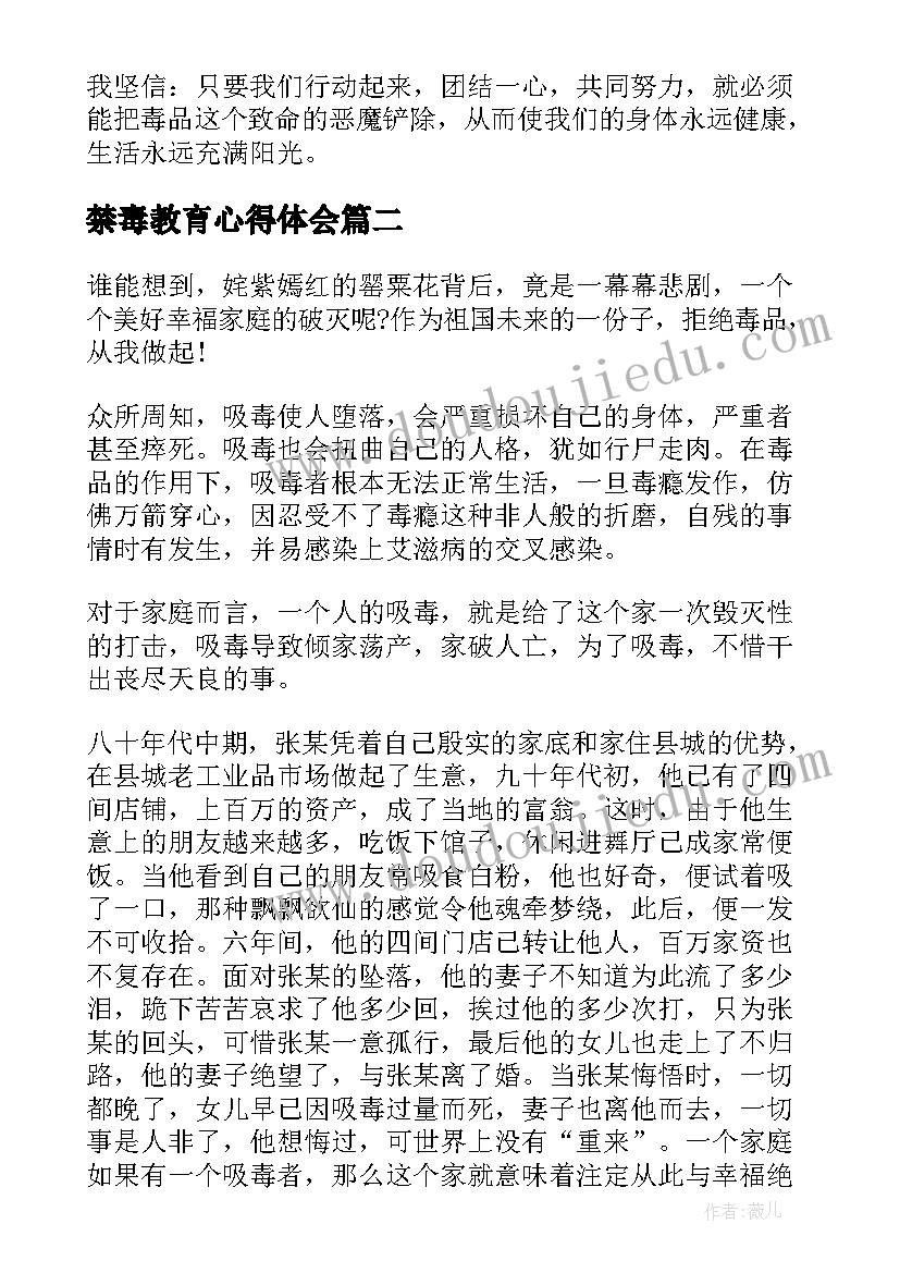 2023年禁毒教育心得体会(汇总5篇)